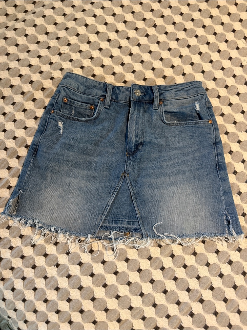 PAIGE Distressed Denim Mini Skirt - Blue